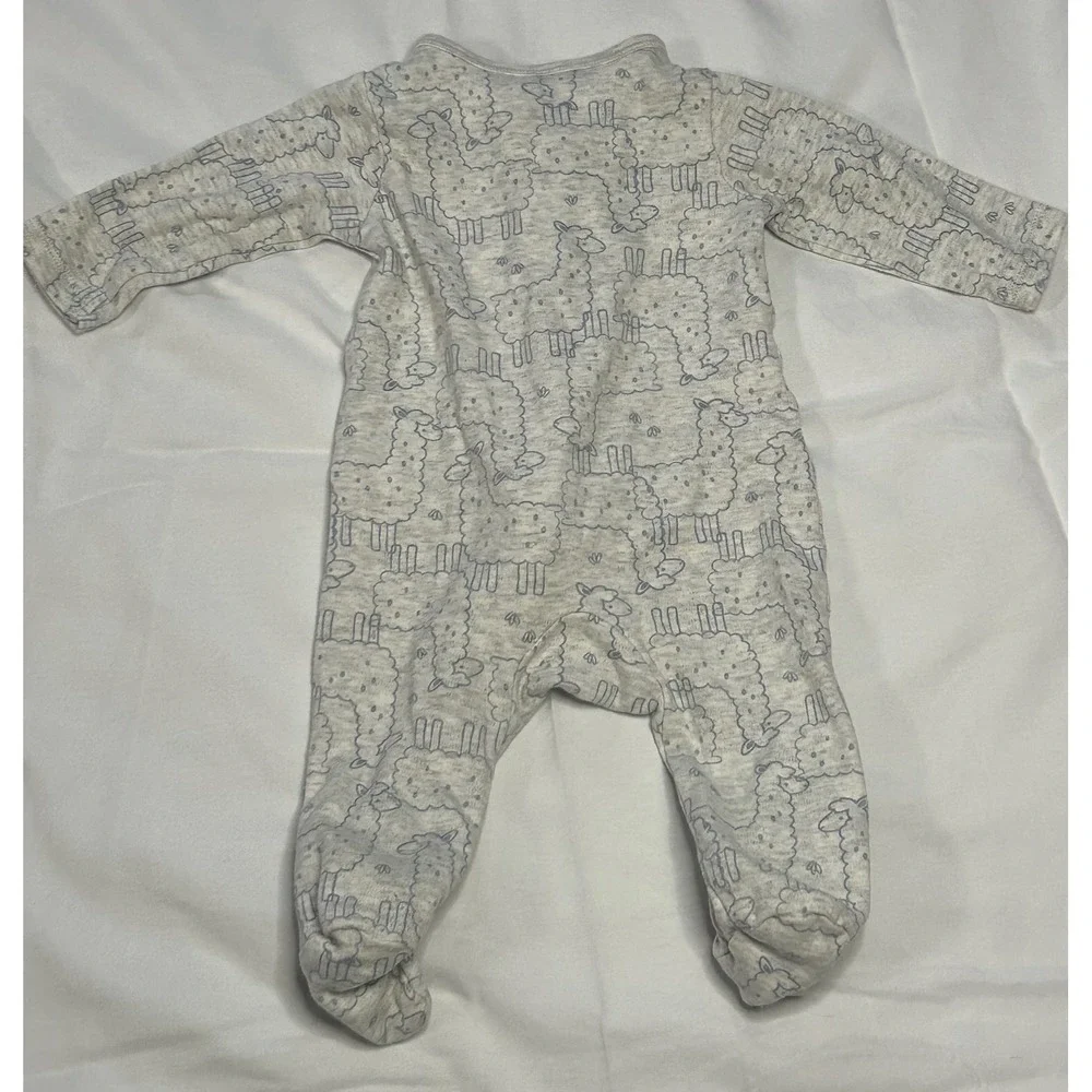 Simple Joys‎ Gray Sheep Zip Up Footed Pajamas 0-3M Baby One Piece